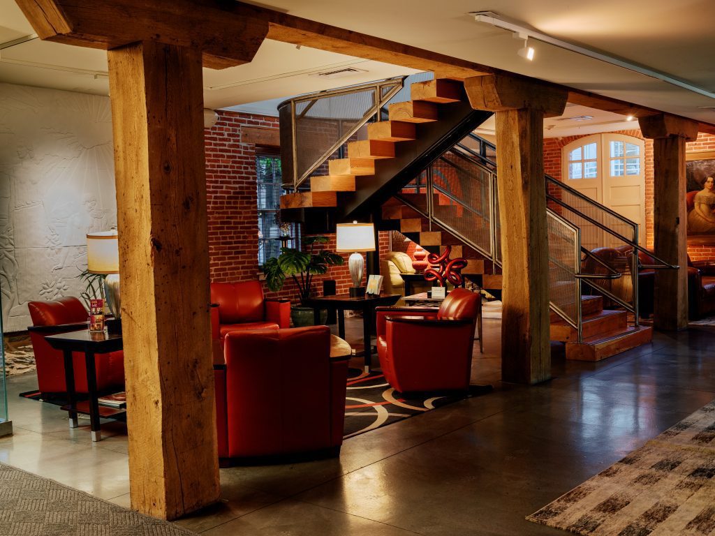 a full view of the lancaster arts hotel lobby